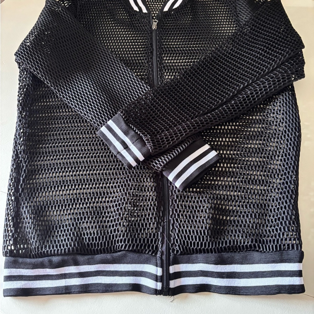 Black Mesh Zip-Up Jacket